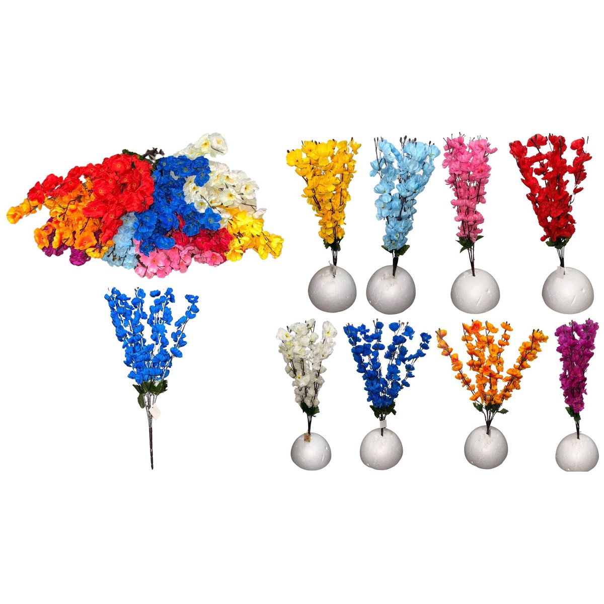 MAZUGI - Flores Cerezo Artificial Deco Ramas Hogar 55cm X1und 7 Color