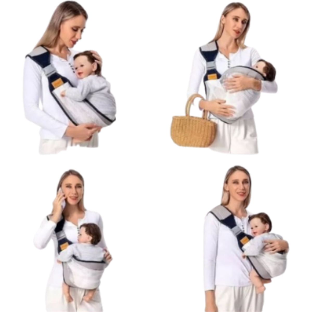 GENERICO - Cargador Tipo Fular Ajustable y Transpirable para Bebés  Soporte Ergonómico  GRIS