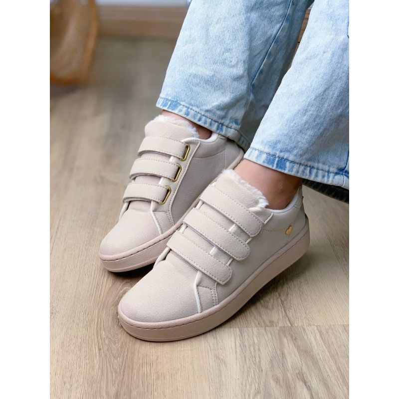 GENERICO - Zapatos Tipo Tenis Oxford de Mujer con Interior Acolchonado y Velcro-Beige