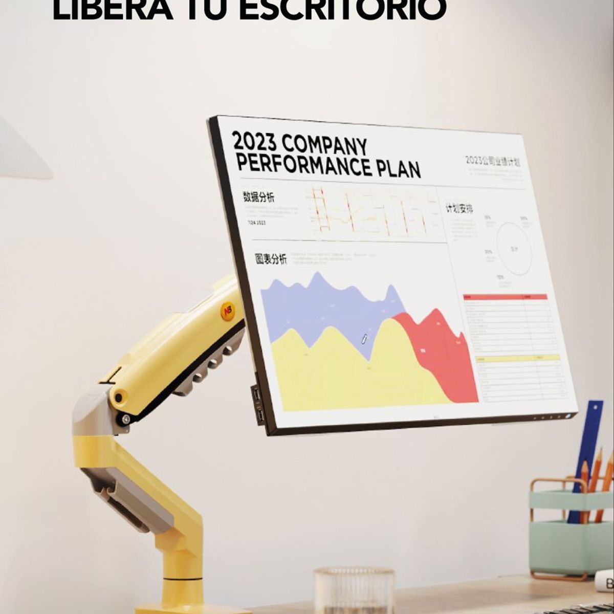 NB NORTH BAYOU - Soporte Monitor Escritorio Nb F80 17 A 30 Amarillo