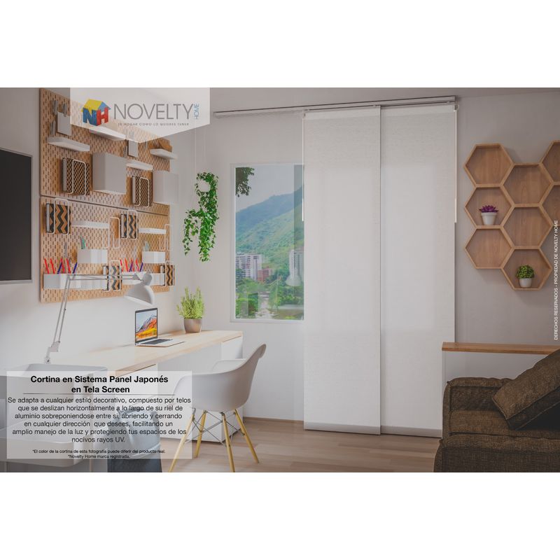 NOVELTY HOME - Panel Japonés 300x230 Tela Screen Blanco altura Reducible