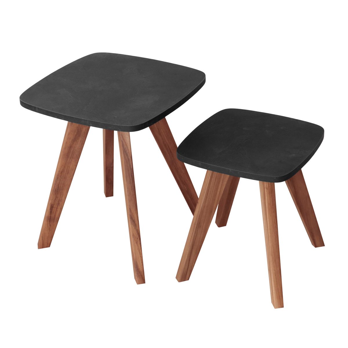 GENERICO - Mesa Auxiliar Escandinava Cuadrada - Set X 2 - Pequeña & Mediana