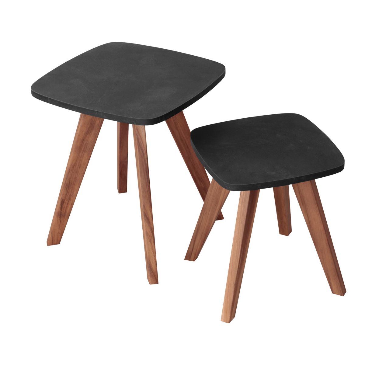 GENERICO - Mesa Auxiliar Escandinava Cuadrada - Set X 2 - Pequeña & Mediana