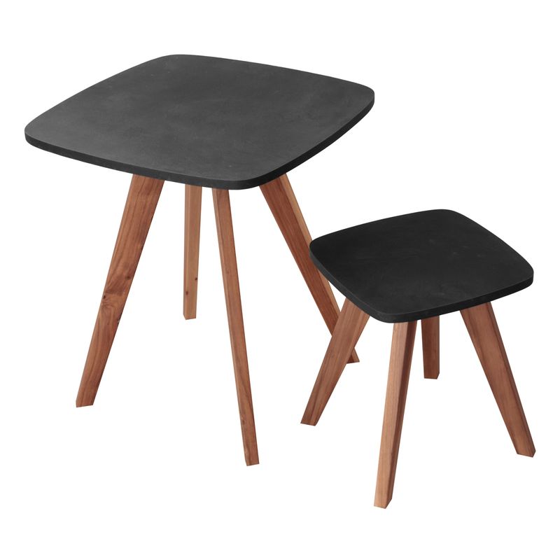 GENERICO - Mesa Auxiliar Escandinava Cuadrada - Set X 2 - Pequeña & Grande