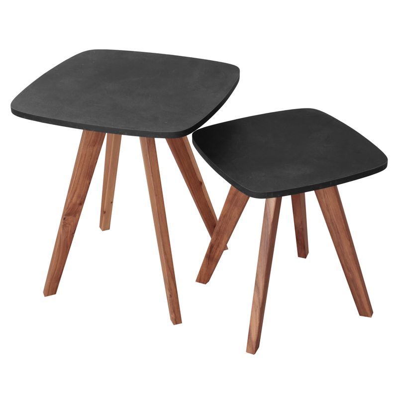 GENERICO - Mesa Auxiliar Escandinava Cuadrada - Set X 2 - Mediana & Grande