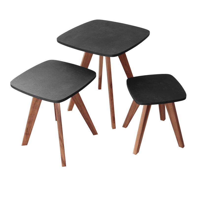 GENERICO - Mesa Auxiliar Escandinava Cuadrada Set X 3