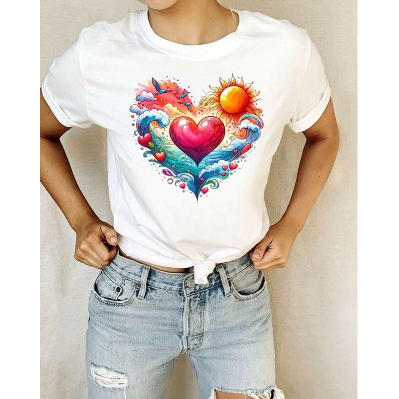 FLORESA - Camiseta Mujer Manga Corta Cuello Redondo Floresa
