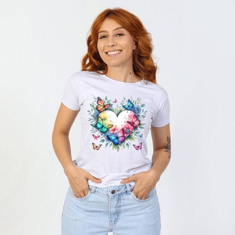 FLORESA - Camiseta Mujer Manga Corta Cuello Redondo Floresa