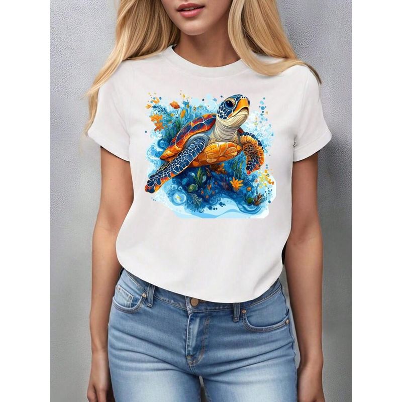 FLORESA - Camiseta Mujer Manga Corta Cuello Redondo Floresa