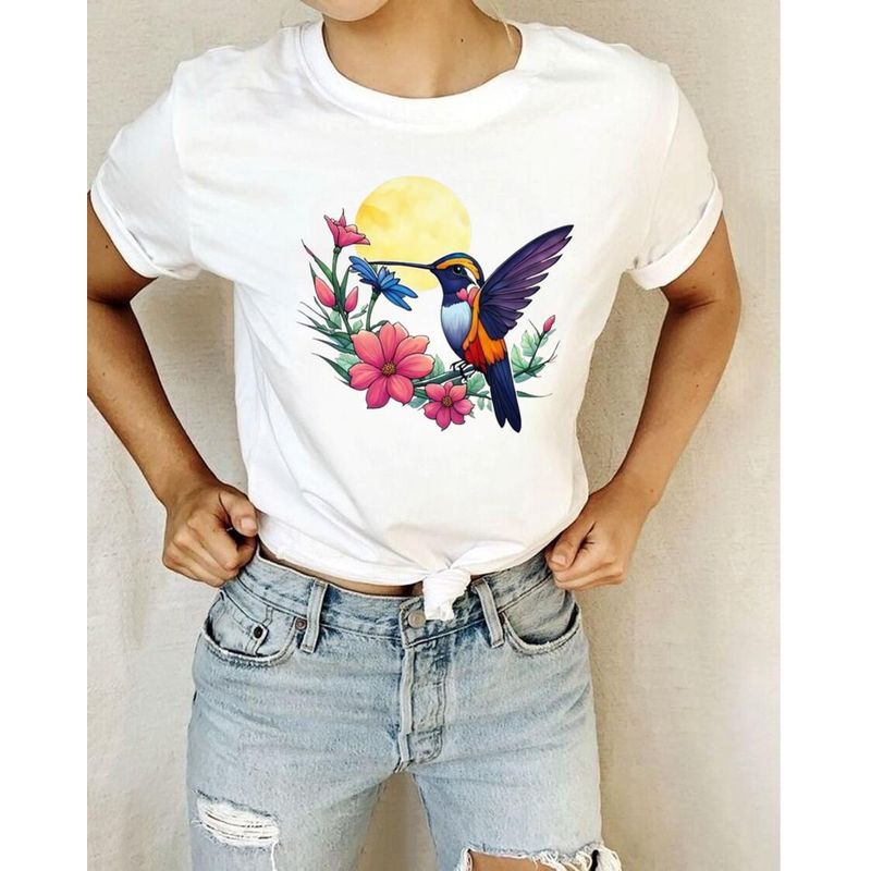 FLORESA - Camiseta Mujer Manga Corta Cuello Redondo Floresa