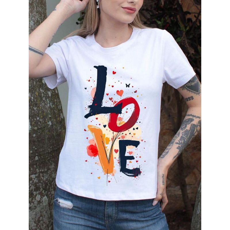 FLORESA - Camiseta Mujer Manga Corta Cuello Redondo Floresa
