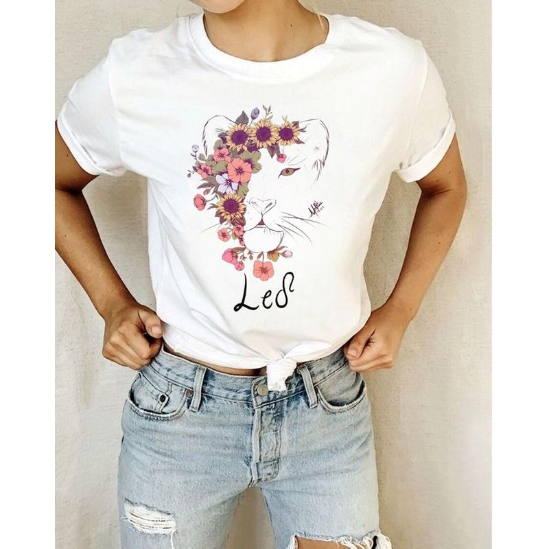 FLORESA - Camiseta Mujer Manga Corta Cuello Redondo Floresa