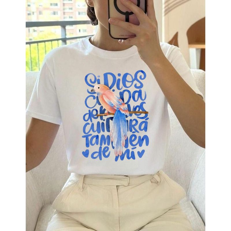 ISMI - Camiseta Mujer Manga Corta Cuello Redondo Ismi Florece
