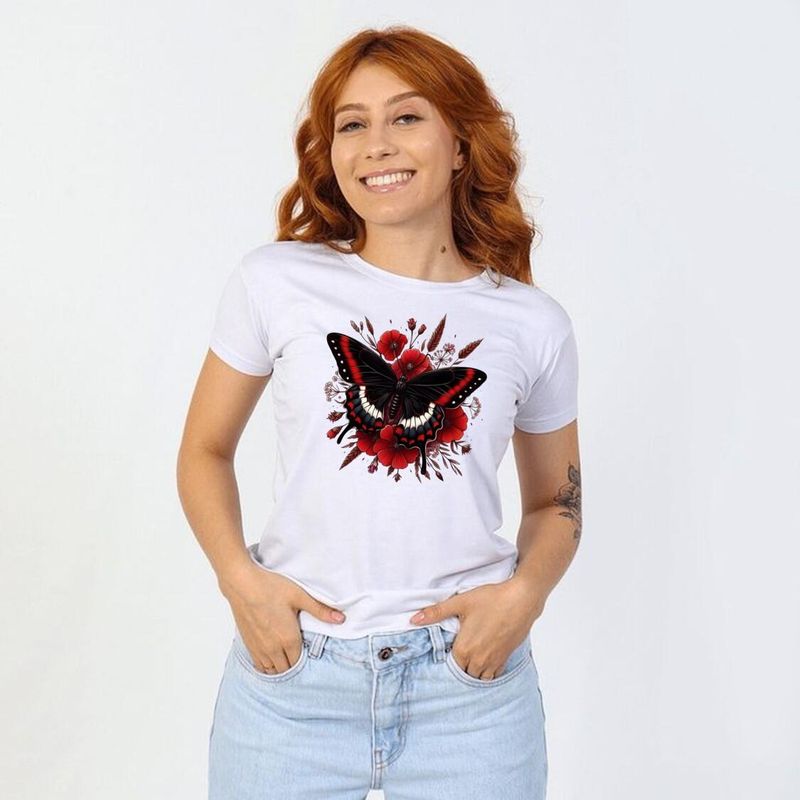 FLORESA - Camiseta Mujer Manga Corta Cuello Redondo Floresa