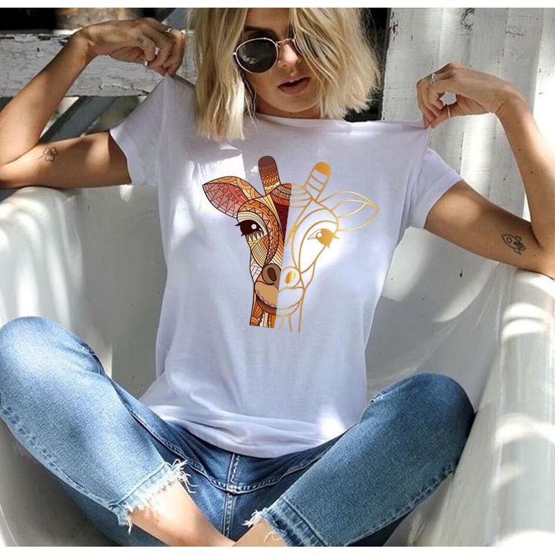 FLORESA - Camiseta Mujer Manga Corta Cuello Redondo Floresa