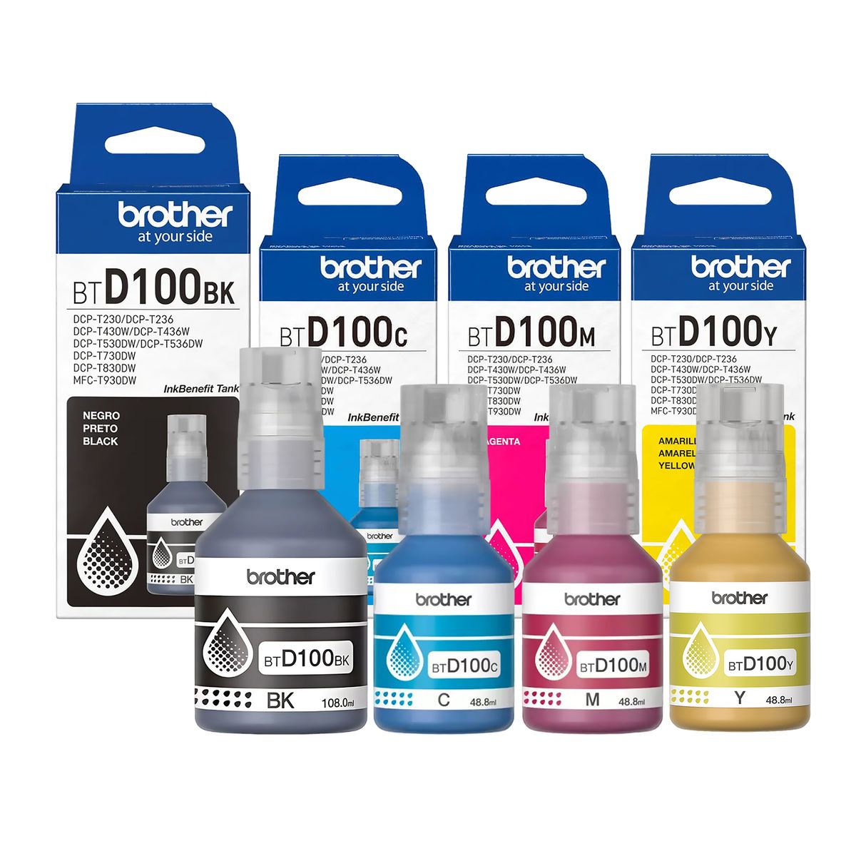 BROTHER - Tinta Brother BTD100 para impresora T230 T430W T530DW T730DW T830DW X4
