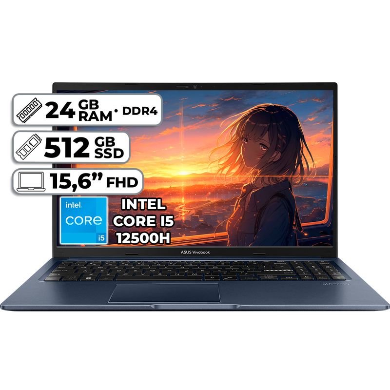 ASUS - PORTÁTIL ASUS X1502ZA-EJ2443 INTEL CORE I5-12500H 24GB RAM 512GB SSD 156 FHD