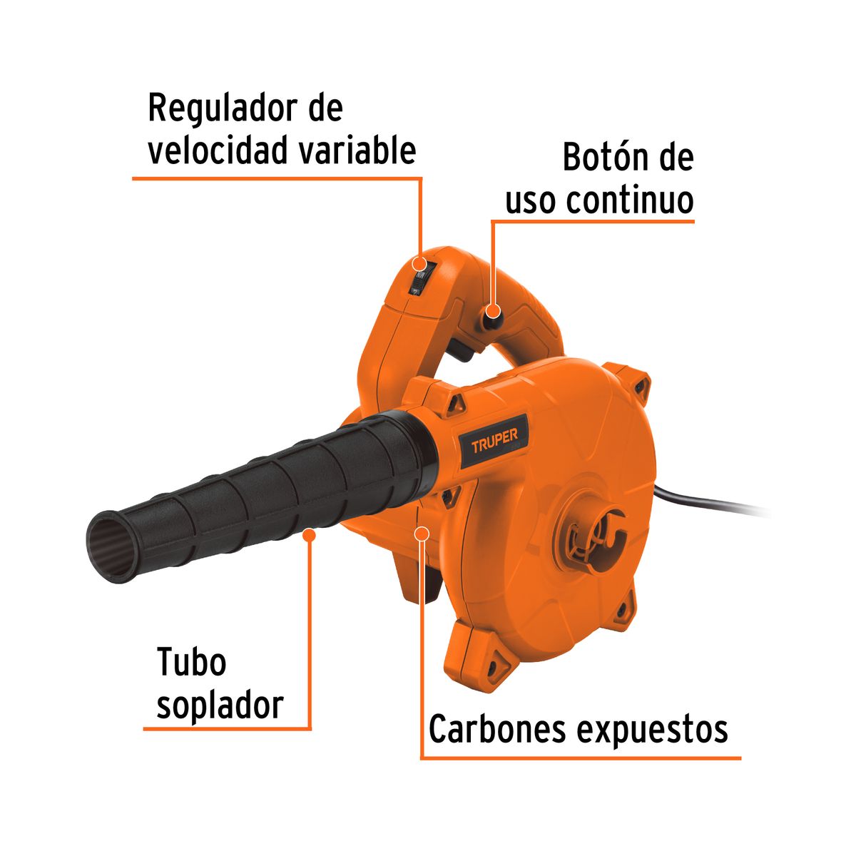 TRUPER - Sopladora Aspiradora Eléctricas 650 W Truper 160-340 Km/h