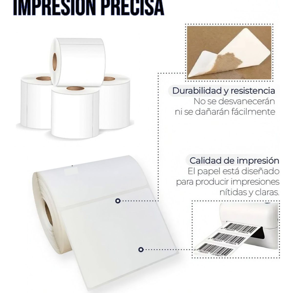 GENERICO - Rollo Etiqueta Adhesivas 10x10 Cm Impresora Térmica 500und