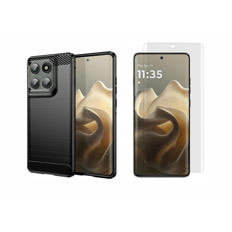 GENERICO - Funda Tipo Carbono Fiber + Hidrogel HD Para MOTOROLA EDGE 60 PRO