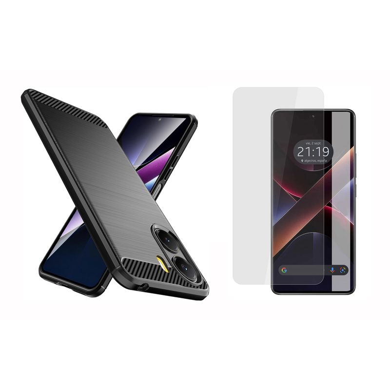 GENERICO - Funda Tipo Carbono + Vidrio templado Para  Xiaomi Poco X7 Pro