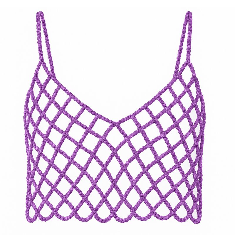 AUTORA BY MEIF RUBIO - Top Lila con cristales brillantes- Bodychain para festivales