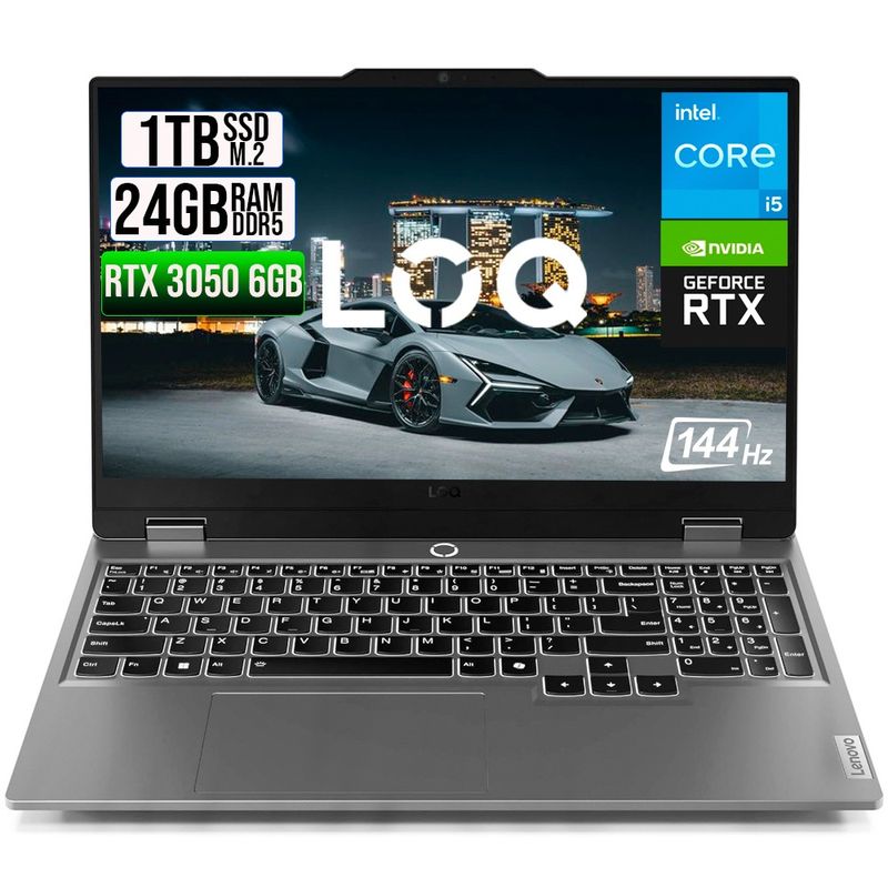 LENOVO - PORTATIL LENOVO LOQ 15IAX9 INTEL CORE I5 12450HX SSD 1TB RAM 24GB RTX 3050 6GB