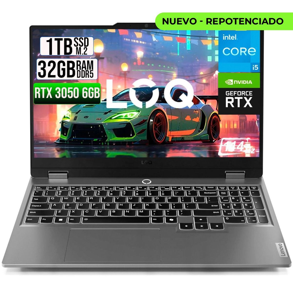 LENOVO - PORTATIL LENOVO LOQ 15IAX9 INTEL CORE I5 12450HX SSD 1TB RAM 32GB RTX 3050 6GB