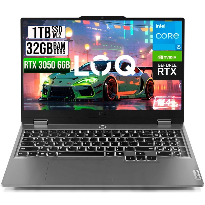 LENOVO - PORTATIL LENOVO LOQ 15IAX9 INTEL CORE I5 12450HX SSD 1TB RAM 32GB RTX 3050 6GB