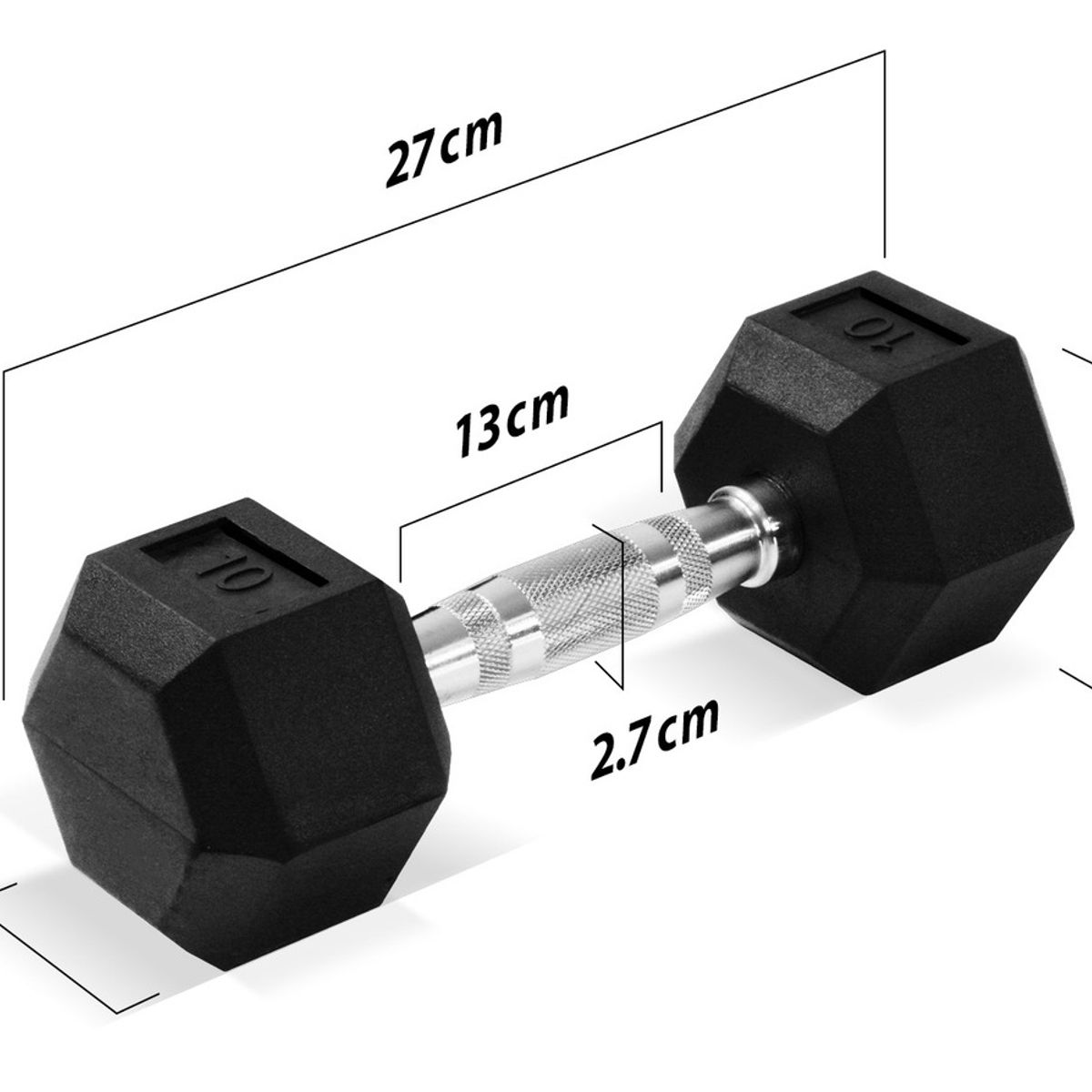CENTURFIT - Pesas Mancuernas Hexagonales 10 LB Encauchadas 2x5 kgsPar Pesas Deportivas Recubiertas En Goma Antideslizante Fitness