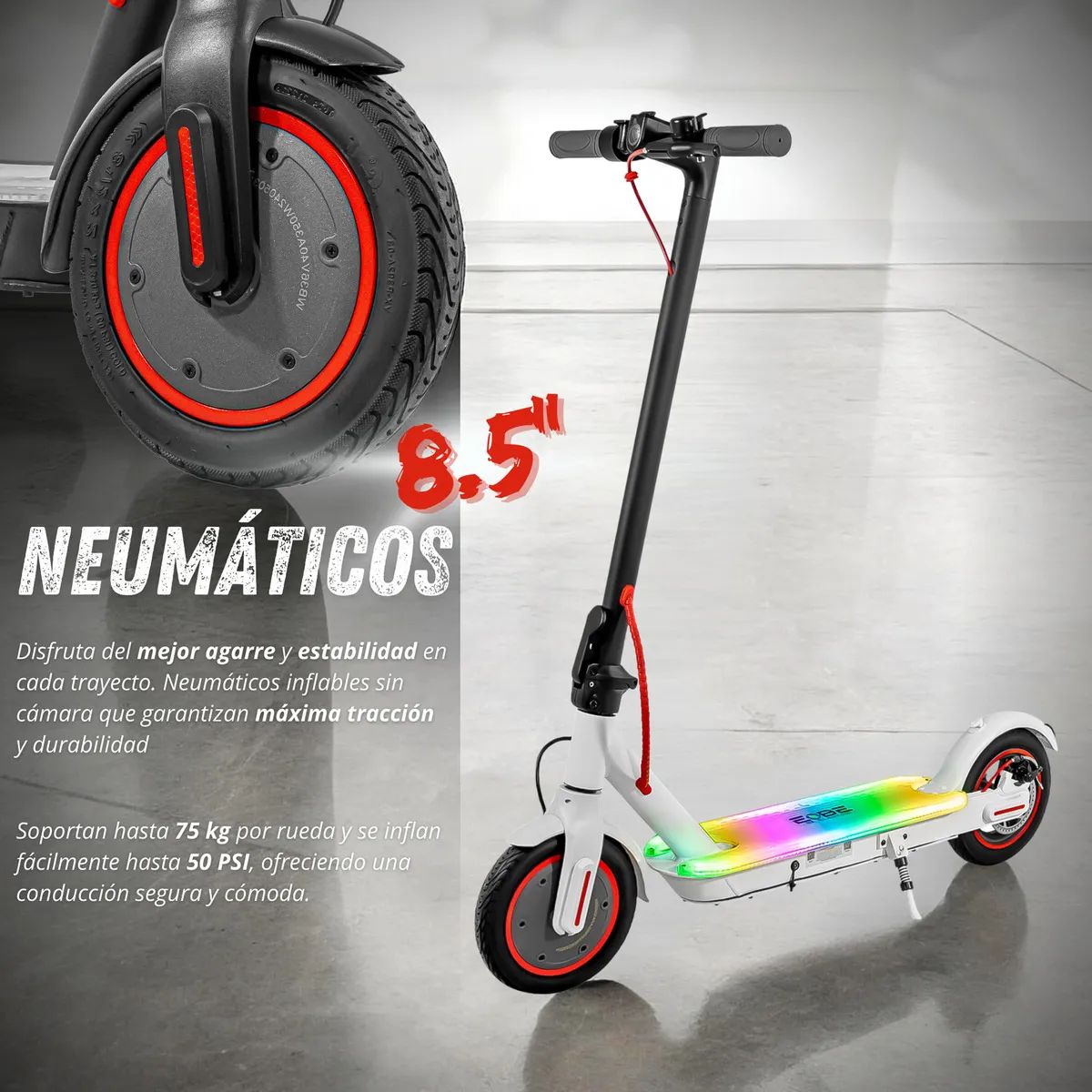 CENTURFIT - Scooter Eléctrico Plegable E-Be Lx30 32Km Led Color Blanco