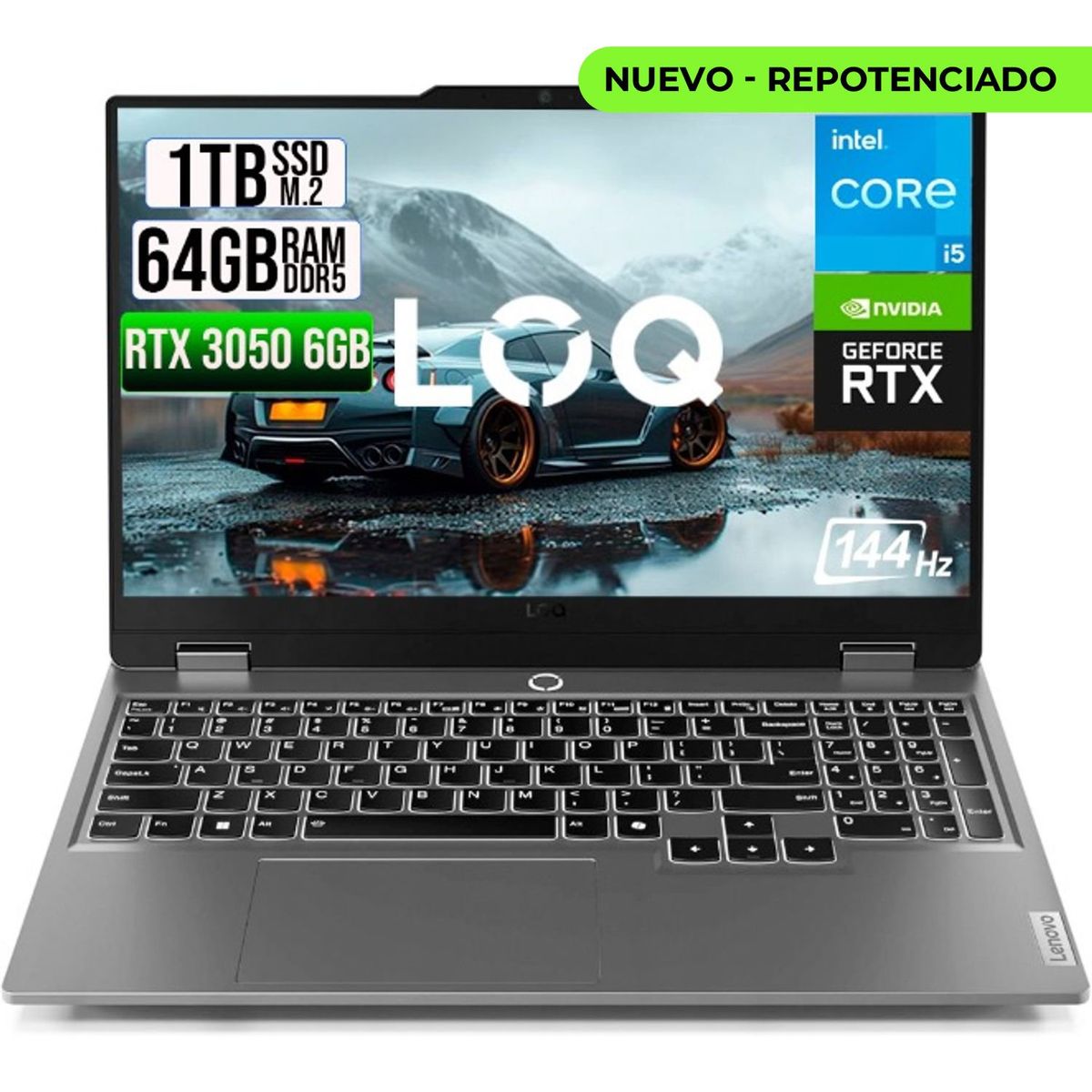LENOVO - PORTATIL LENOVO LOQ 15IAX9 INTEL CORE I5 12450HX SSD 1TB RAM 64GB RTX 3050 6GB