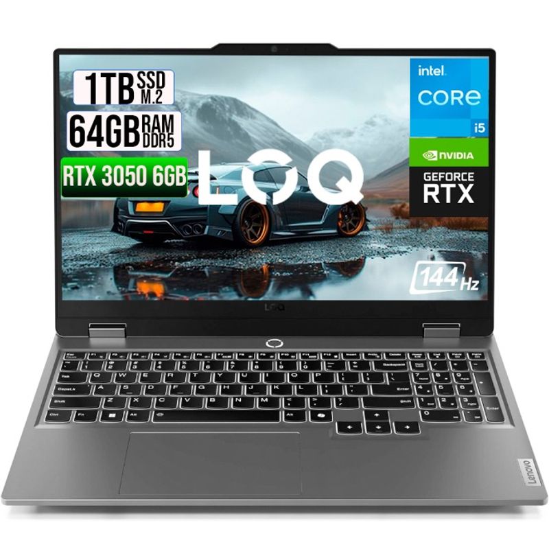 LENOVO - PORTATIL LENOVO LOQ 15IAX9 INTEL CORE I5 12450HX SSD 1TB RAM 64GB RTX 3050 6GB