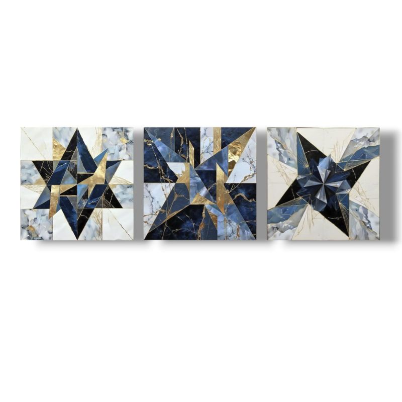 GENERICO - Lienzo Cuadros Decorativos Prisma Estelar Set X3 34X34Cm CU