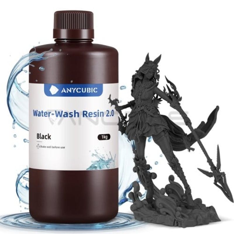 GENERICO - Resina Para Impresora 3D Anycubic Water Wash 20 1Kg Negro