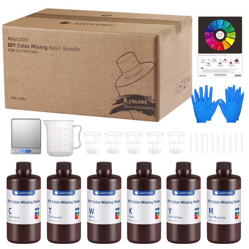 GENERICO - Set X6 Colores De Resina Para Impresora 3D Anycubic