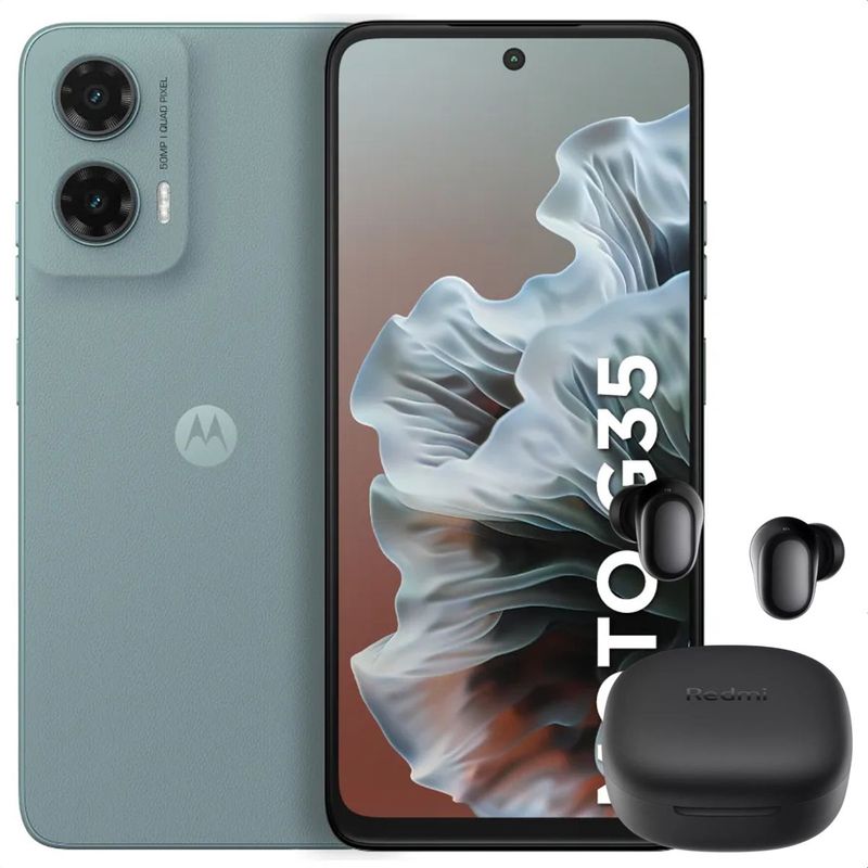MOTOROLA - Celular Motorola Moto G35 5G 256GB /4GB Gris + Buds 6 Play Blk
