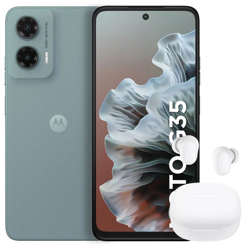 MOTOROLA - Celular Motorola Moto G35 5G 256GB /4GB Gris + Buds 6 Play Wht
