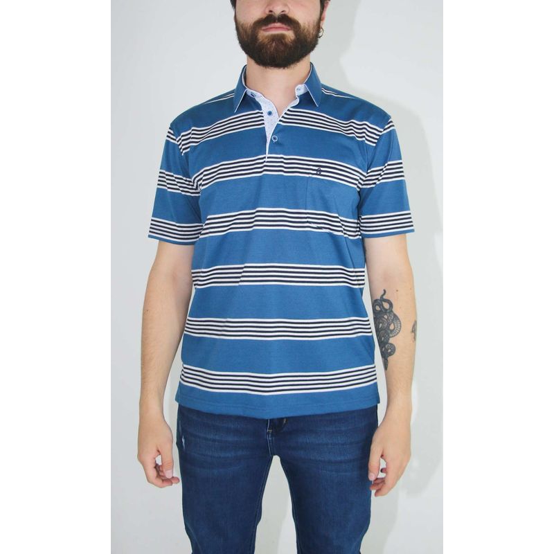 L Y H - Polo Para Hombre Azul Marca L&H