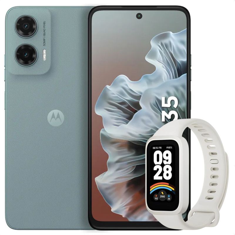 MOTOROLA - Celular Motorola Moto G35 5G 256GB /4GB Gris + Band 9 Active Wht