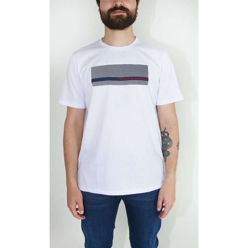 L Y H - T-Shirt Para Hombre Manga Corta Blanco Marca L&H