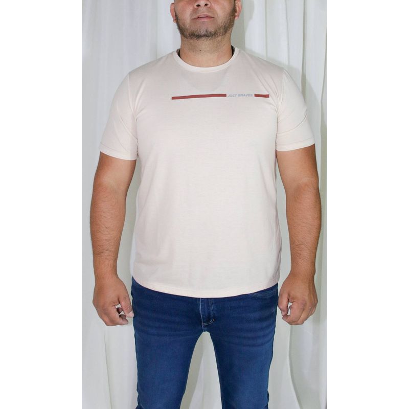 L Y H - T-Shirt Para Hombre Manga Corta Beige Marca L&H