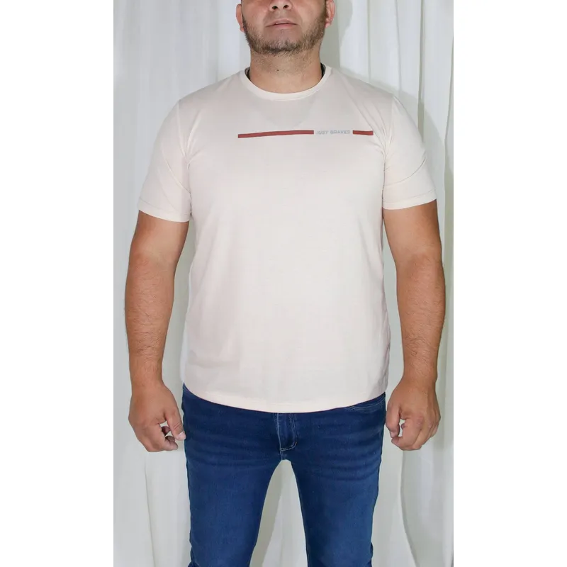 L Y H - T-Shirt Para Hombre Manga Corta Beige Marca L&H