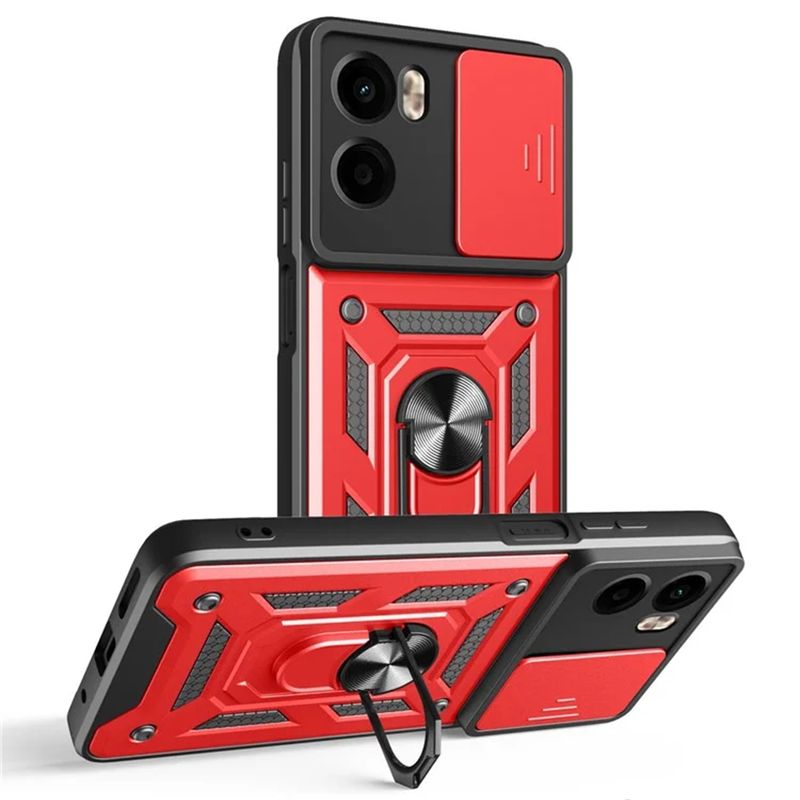 GENERICO - Funda Case Protector Cámara Slider Compatible Motorola E15 5G Rojo