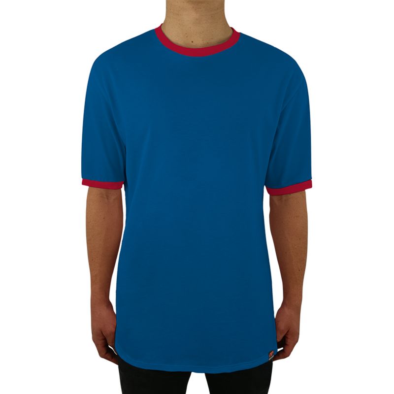FUERA DEL MOLDE - Camiseta Clásica Básica Premium Bicolor Unisex Azul Cobalto Rojo