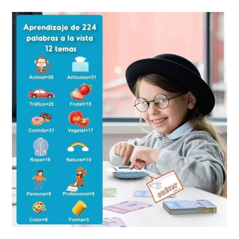 GENERICO - Máquina Didáctica Con 112 Tarjetas Español-inglés Para Niños