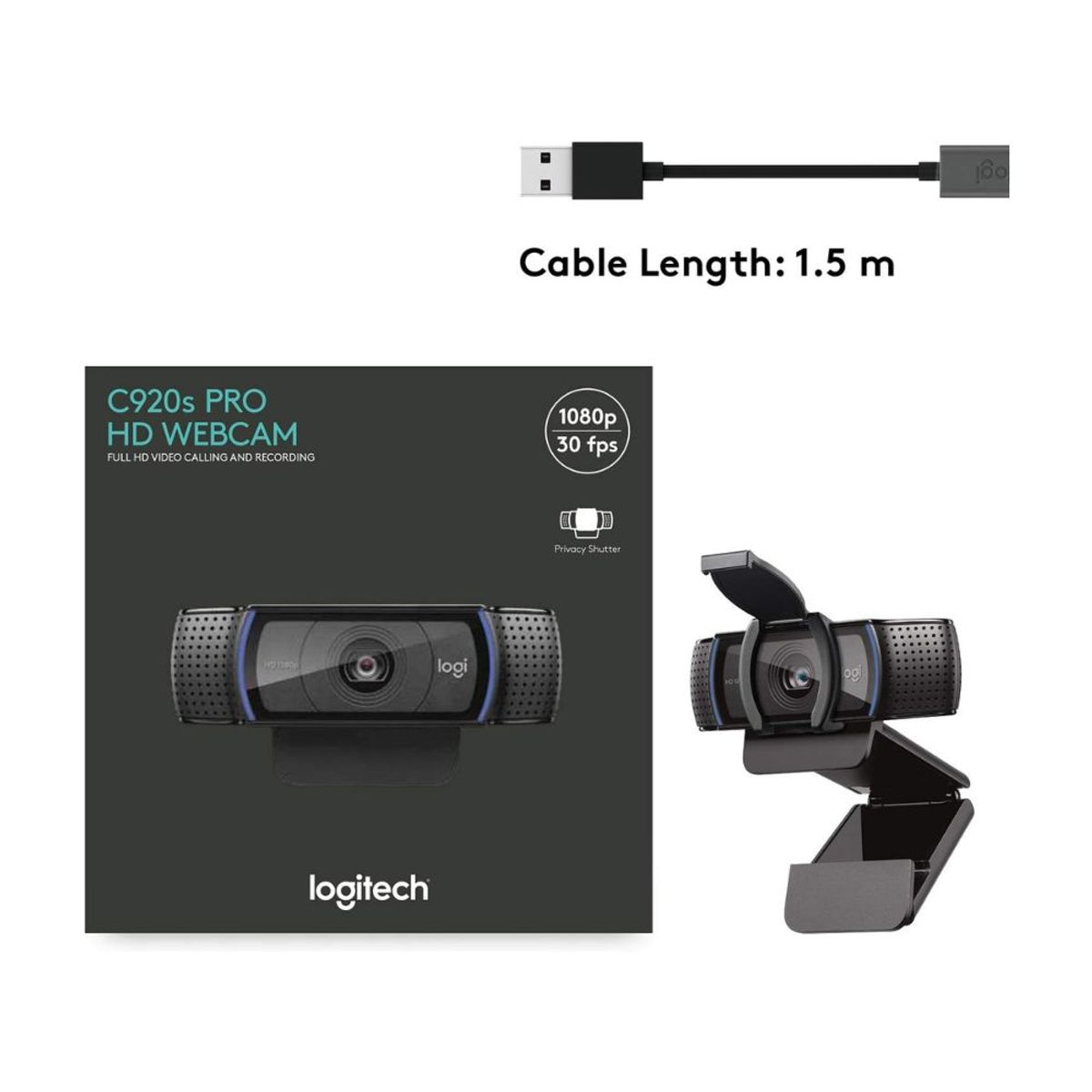 LOGITECH - Cámara Web Logitech C920s PRO Full HD 1080p con Micrófono Estéreo