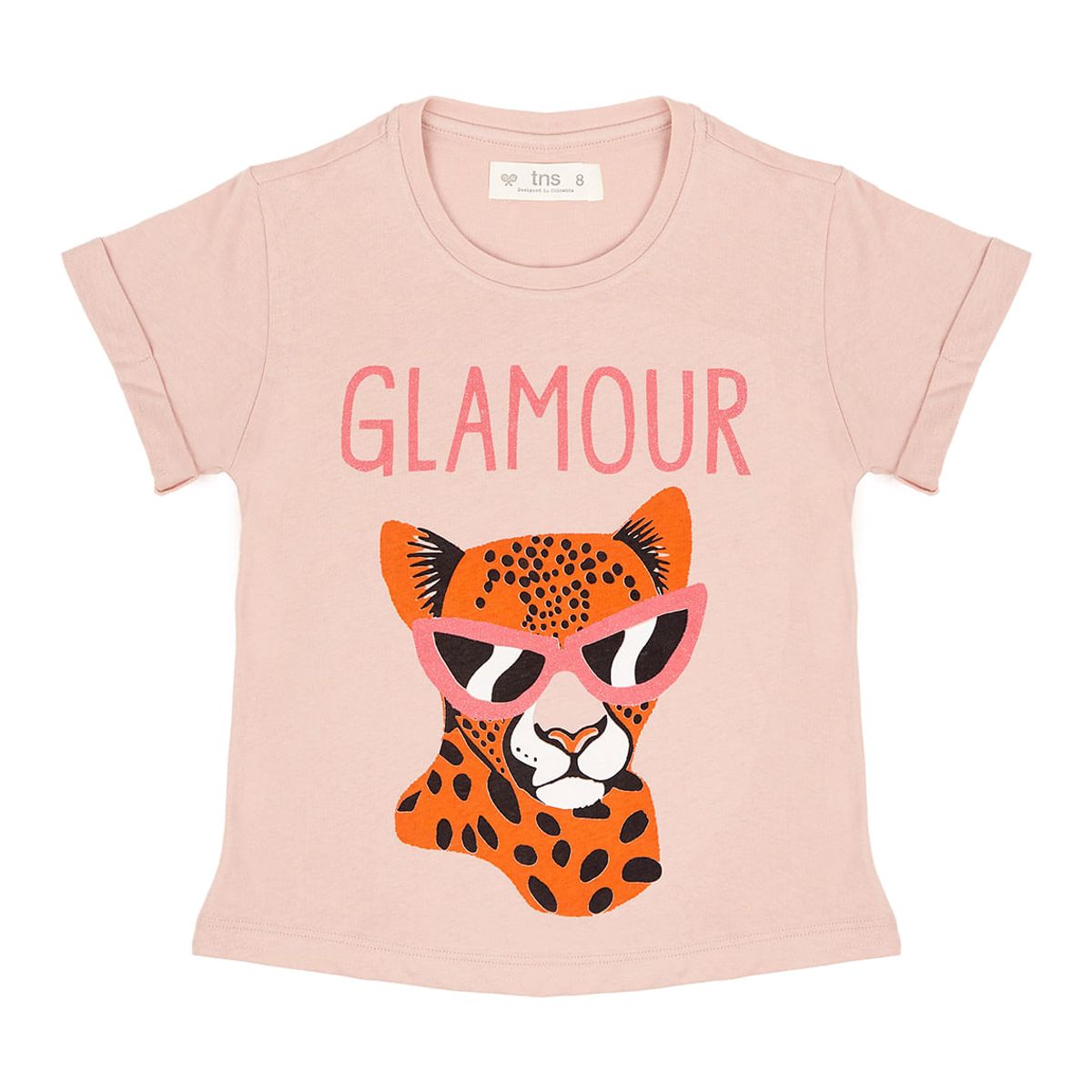 TENNIS - Camiseta rosada con estampado de leopardo para niña