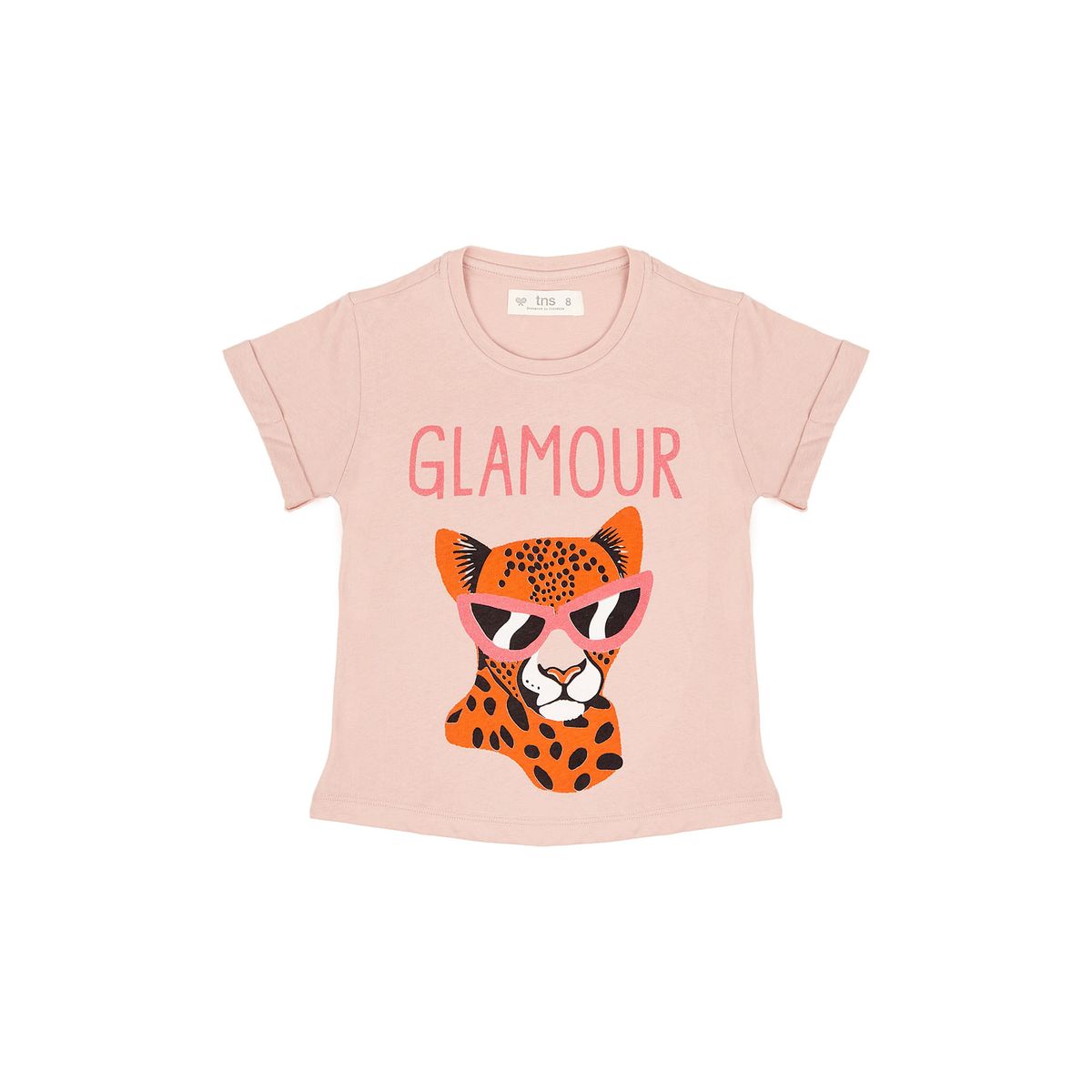 TENNIS - Camiseta rosada con estampado de leopardo para niña