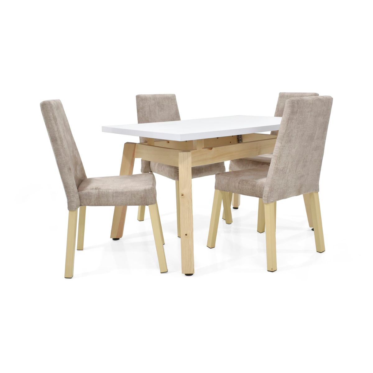 VENECIA - Set de Comedor 4P Tyrone Sillas Viena Tela Beige 120x80x76 cm
